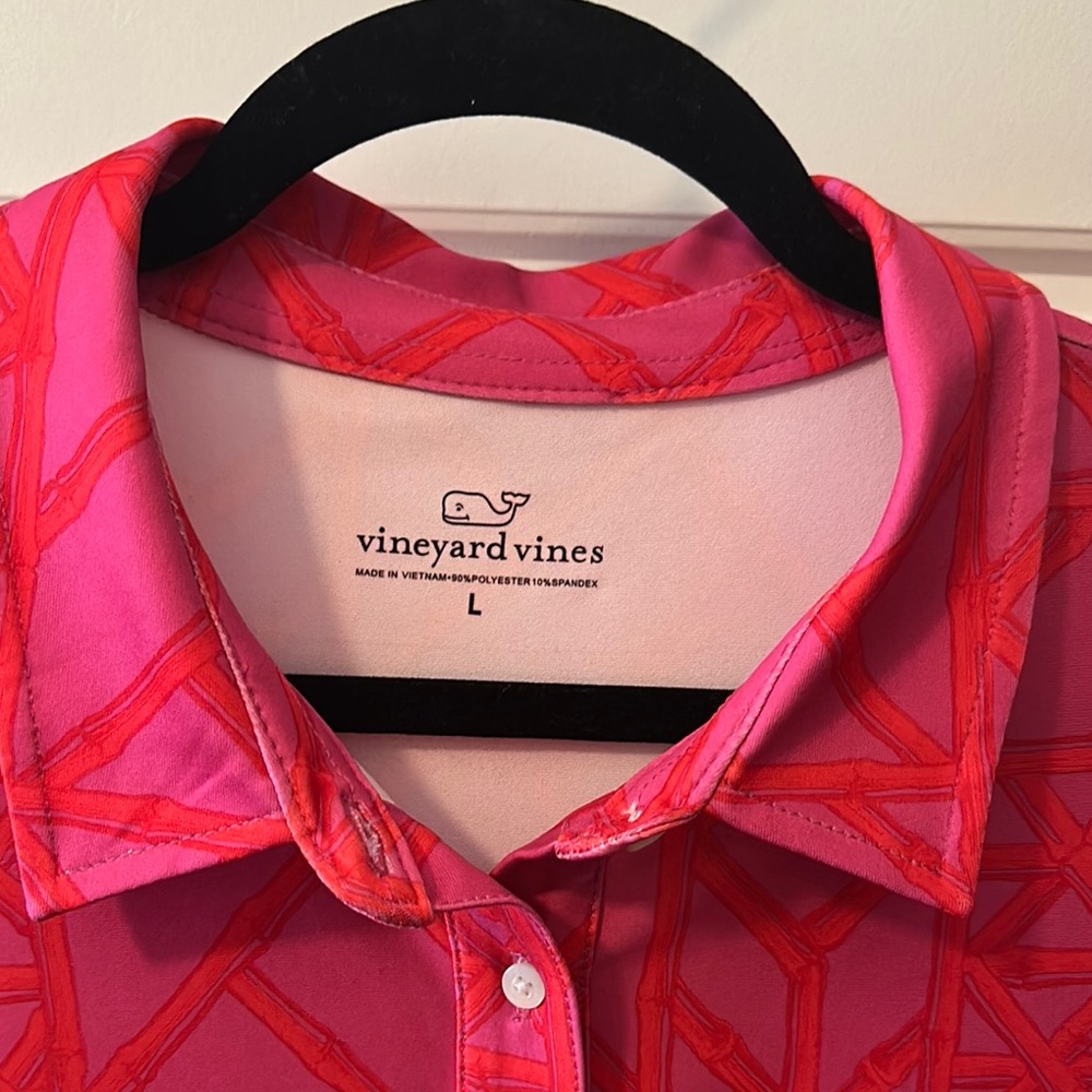 Vineyard Vines Pink and Red Geometric   Sankaty Performance Dress